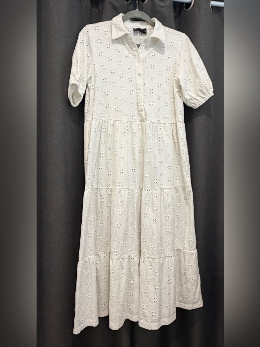 ASOS design | white eyelet button down  white dress 100% cotton size 0